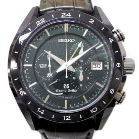 【最大1万円OFFクーポン★クリスマスセール】 グランドセイコー Grand Seiko 腕時計 スプリング ドライブ SBGC017/9R96-0AC0 世界600本限定モデル グリーン文字盤 クロノグラフ GMT セラミック クロコダイルレザーベルト チタン SS 自動巻き 【中古】