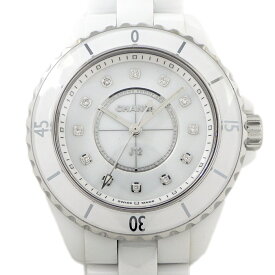 【最大3万円OFFクーポン配布中】 シャネル CHANEL 腕時計 J12 H5703 12ポイント ダイヤインデックス ホワイト文字盤 回転ベゼル SS ホワイト セラミック クオーツアナログ 【箱・保付き】 【中古】