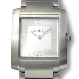 【レビュー1000件記念★対象品3％OFF】 カルティエ Cartier 腕時計 タンク フランセーズ MM WSTA0086 日本限定モデル スクエア シルバー文字盤 SS クオーツアナログ 【中古】