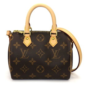 【レビュー1000件記念★対象品3％OFF】 ルイ・ヴィトン Louis Vuitton ハンドバッグ ショルダーバッグ ナノ スピーディ 2020年 M61252 ブラウン モノグラム キャンバス レザー ゴールド金具 【中古】