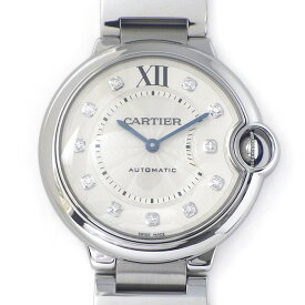 カルティエ Cartier 腕時計 バロンブルー WE902075 11ポイント ダイヤインデックス ギョーシェ シルバー文字盤 SS 自動巻き 【箱・保付き】 【中古】