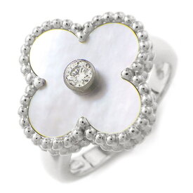 ヴァンクリーフ＆アーペル Van Cleef & Arpels リング ヴィンテージ アルハンブラ VCARF48900 1ポイント ダイヤモンド 0.05ct ホワイト シェル K18WG 8号 / #48 【中古】