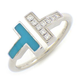 ティファニー Tiffany & Co. リング T ワイヤー 64028189 ターコイズ トルコ石 ダイヤモンド 計0.07ct K18WG 14号 【中古】