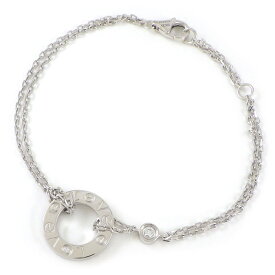 カルティエ Cartier ブレスレット ラブ B6038100 サークル ダブルチェーン 2ポイント ダイヤモンド 計0.03ct K18WG 【箱・保付き】 【中古】