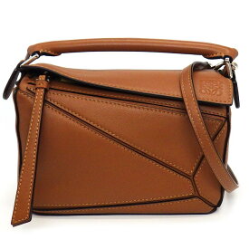 ロエベ LOEWE ハンドバッグ ショルダーバッグ パズル エッジバッグ ミニ A510P88X262530 タン クラシック カーフスキン シルバー金具 【中古】