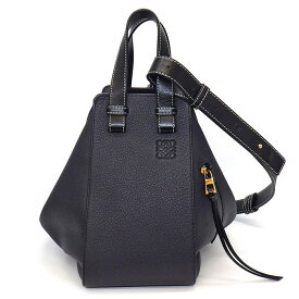 ロエベ LOEWE ハンドバッグ ショルダーバッグ ハンモック スモール 38712KBN60 ミッドナイトブルー ブラック カーフスキン 【中古】
