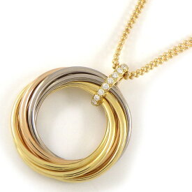 【レビュー1000件記念★対象品3％OFF】 カルティエ Cartier ネックレス トリニティ 7連 B7224806 スリーカラー 11ポイント ダイヤモンド 計0.08ct K18PG K18WG K18YG 【中古】