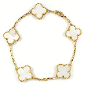ヴァンクリーフ＆アーペル Van Cleef & Arpels ブレスレット ヴィンテージ アルハンブラ 5モチーフ VCARA41800 ホワイト シェル K18YG 【箱・保付き】 【中古】