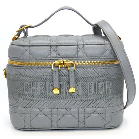 ディオール Dior ハンドバッグ ショルダーバッグ トラベル ヴェニティーケース スモール S5488UNTR_M41G ブルーグレー カナージュ ラムスキン 【中古】