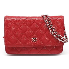 【最大3万円OFFクーポン配布中】 シャネル CHANEL ショルダーバッグ チェーンウォレット AP0250 レッド グレインドカーフスキン シルバー金具 【中古】