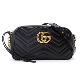 【最大3万円OFFクーポン配布中】 グッチ GUCCI ショルダーバッグ GGマーモント 447632 ブラック キルティングレザー ゴールド金具 【中古】