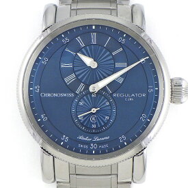 【最大3万円OFFクーポン配布中】 クロノスイス CHRONOSWISS 腕時計 レギュレーター クラシック 41mm CH-8773-BL/SO スモールセコンド 裏スケ 夜光針 ネイビー文字盤 SS 自動巻き 【箱・保付き】 【中古】