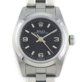 【最大3万円OFFクーポン配布中】 ロレックス Rolex 腕時計 オイスターパーペチュアル 76080 K番 2001年製 夜光インデックス 夜光針 ブラック文字盤 SS 自動巻き 【中古】