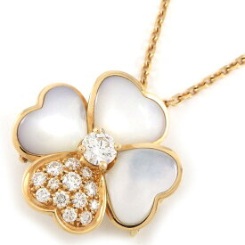 ヴァンクリーフ＆アーペル Van Cleef & Arpels ネックレス 兼 ブローチ コスモスクリップ MM VCARO5BV00 ホワイト シェル ダイヤモンド 計0.59ct K18PG 【箱・保付き】 【中古】