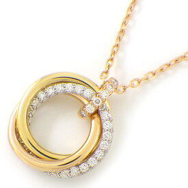カルティエ Cartier ネックレス トリニティ SM B7224849 セミパヴェ スリーカラー 33ポイント ダイヤモンド 計0.25ct K18PG K18WG K18YG 【中古】