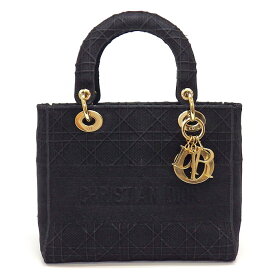 【最大3万円OFFクーポン配布中】 ディオール Dior ハンドバッグ ショルダーバッグ レディ ディ ライト ミディアム M0565OREY_M989 ブラック カナージュ エンブロイダリー 【中古】