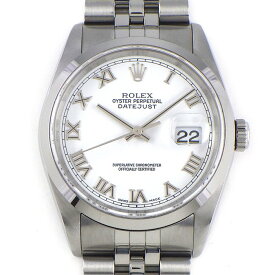 【最大3万円OFFクーポン配布中】 ロレックス Rolex 腕時計 デイトジャスト 16200 Y番 2002年 ローマンインデックス ホワイト文字盤 ジュビリーブレス SS 自動巻き 【中古】