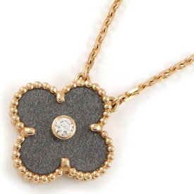ヴァンクリーフ＆アーペル Van Cleef & Arpels ネックレス ヴィンテージアルハンブラ VCARP9T000 2023年 ホリデーコレクション 限定モデル 黒曜石 1ポイント ダイヤモンド シルバー オブシディアン K18PG 【箱・保付き】 【中古】