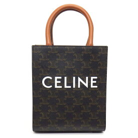セリーヌ CELINE ハンドバッグ ミニ バーティカル カバ 194372BZK タン トリオンフ キャンバス カーフレザー 【中古】