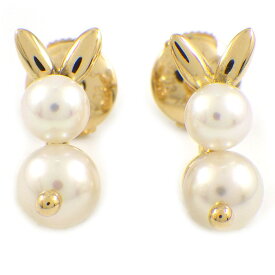 【レビュー1000件記念★対象品3％OFF】 ヴァンクリーフ＆アーペル Van Cleef & Arpels ピアス ラパン ラビットモチーフ パール 4.5-5.5mm珠 K18YG 【中古】