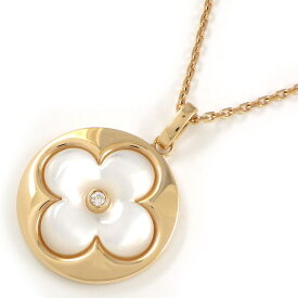 ルイ・ヴィトン LOUIS VUITTON ロングネックレス メダリオン ブロッサム XL Q93656 モノグラム フラワー 1ポイント ダイヤモンド 0.03ct ホワイト シェル K18PG 【箱・保付き】 【中古】