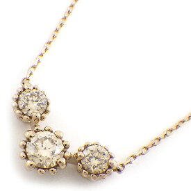 カシケイ KASHIKEY ネックレス ミル 3ポイント ブラウン ダイヤモンド 計0.30ct K18BG 【中古】
