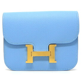 エルメス HERMES レディース財布 コンスタンススリム B刻印 2023年 セレスト エプソン ゴールド金具 【中古】