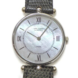 【15日限定★ポイント3倍】 ヴァンクリーフ＆アーペル Van Cleef & Arpels 腕時計 ラ・コレクション 38101 ホワイトシェル文字盤 K18WG SS カーキ リザード レザーベルト クオーツアナログ 【箱・保付き】 【中古】