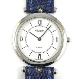 【15日限定★ポイント3倍】 ヴァンクリーフ＆アーペル Van Cleef & Arpels 腕時計 ラ コレクション 53140 ホワイト文字盤 SS ブルー クロコダイル レザーベルト クオーツアナログ 【中古】
