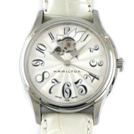 【最大3万円OFFクーポン配布中】 ハミルトン Hamilton 腕時計 ジャズマスター レディ オート H32365313 裏スケ ダイヤ付きケース シルバー ギョーシェ/スケルトン文字盤 SS ホワイト クロコダイル レザーベルト 自動巻き 【箱・保付き】 【中古】