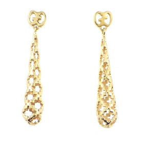 【最大3万円OFFクーポン配布中】 グッチ GUCCI ピアス ディアマンティッシマ ドロップ GG ロゴ K18YG 【中古】