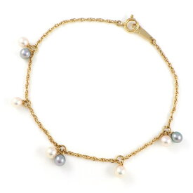 【最大3万円OFFクーポン配布中】 タサキ 田崎真珠 TASAKI ブレスレット ステーション ホワイト / グレー ベビーパール 4mm珠 K18YG 【中古】