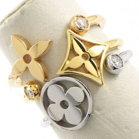 【最大3万円OFFクーポン配布中】 ルイ・ヴィトン LOUIS VUITTON リング バーグ モノグラム イディール ブロッサム Q9F15E 3本組 フラワー スター スリーカラー 3ポイント ダイヤモンド 計0.10ct K18PG K18WG K18YG 10号 / #50 【中古】