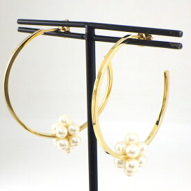 【最大3万円OFFクーポン配布中】 タサキ 田崎真珠 TASAKI ピアス ピラミッド パール EC-3993-18KYG フープ アコヤ真珠 K18YG 【箱・保付き】 【中古】