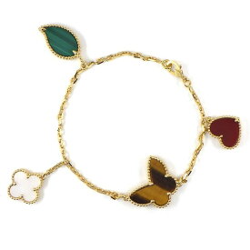 ヴァンクリーフ＆アーペル Van Cleef & Arpels ブレスレット ラッキーアルハンブラ 4モチーフ VCARD79600 カーネリアン タイガーアイ マラカイト ホワイト シェル K18YG 【中古】