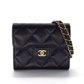 シャネル CHANEL チェーンウォレット/ショルダーバッグ マトラッセ AP0238 ブラック キャビアスキン ゴールド金具 【中古】