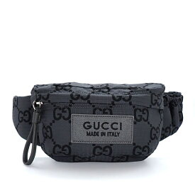 グッチ GUCCI ベルトバッグ ラージ 767934 FACPM 1246 ダークグレー/ブラック GG ナイロン レザー シルバー金具 【中古】