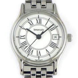 ティファニー Tiffany & Co. 腕時計 クラシック ラウンド ホワイト文字盤 ローマンインデックス デイト SS クオーツアナログ 【中古】