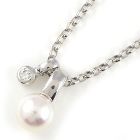 ミキモト MIKIMOTO ネックレス パール 6.5mm珠 1ポイント ダイヤモンド K18WG 【中古】