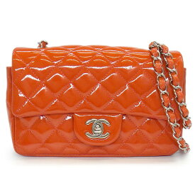 【レビュー1000件記念★対象品3％OFF&15日限定P3倍】 シャネル CHANEL ハンドバッグ/ショルダーバッグ ミニ マトラッセ 20 A69900 2013年製 オレンジ パテントレザー シルバー金具 【中古】