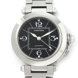 カルティエ Cartier 腕時計 パシャC W31076M7 デイト 夜光インデックス 夜光針 ブラック文字盤 SS 自動巻き 【中古】