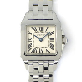 カルティエ Cartier 腕時計 サントス ドゥモワゼル SM W25064Z5 スクエア アイボリー文字盤 SS クオーツアナログ 【中古】