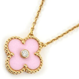 【レビュー1000件記念★対象品3％OFF】 ヴァンクリーフ＆アーペル Van Cleef & Arpels ネックレス ヴィンテージアルハンブラ 2015年 クリスマス 限定モデル 1ポイント ダイヤモンド ピンク セーブル K18PG 【中古】