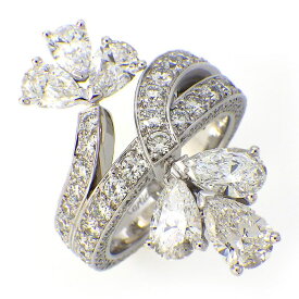 カルティエ Cartier リング プリムヴェール ヴィンテージ 廃盤品 コレクターズアイテム 激レア パヴェ 6ポイント ペアシェイプ ダイヤモンド 108ポイント ラウンドカット ダイヤモンド PT950 10.5号 / #51 【中古】