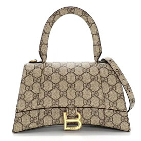 グッチ GUCCI x バレンシアガ BALENCIAGA ザ・ハッカープロジェクト アワーグラス スモールバッグ 681697 GGスプリームキャンバス 【中古】