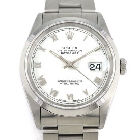 【レビュー1000件記念★対象品3％OFF】 ロレックス Rolex 腕時計 デイトジャスト 16200 W番 1994年-1995年 カレンダー 夜光インデックス 夜光針 ホワイトローマン文字盤 SS 自動巻き 【箱・保付き】 【中古】