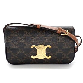 【レビュー1000件記念★対象品3％OFF】 セリーヌ CELINE ショルダーバッグ/ハンドバッグ クロード 194142CUZ.04LU タン トリオンフキャンバス カーフスキン ゴールド金具 【中古】