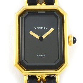 【最大3万円OFFクーポン配布中★15日限定P3倍】 シャネル CHANEL 腕時計 プルミエール M H0001 オクタゴナル ブラック文字盤 レザーベルト GP クオーツアナログ 【中古】