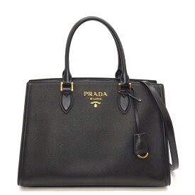 プラダ PRADA ハンドバッグ ショルダーバッグ 1BA228 ブラック サフィアーノレザー ゴールド金具 【中古】