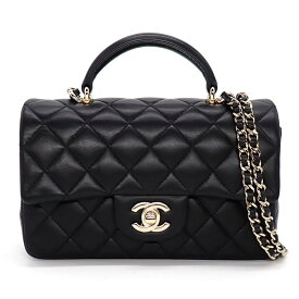 シャネル CHANEL ショルダーバッグ/ハンドバッグ マトラッセ 20 トップハンドル ミニ クラシック AS2431 ブラック ラムスキン 【中古】
